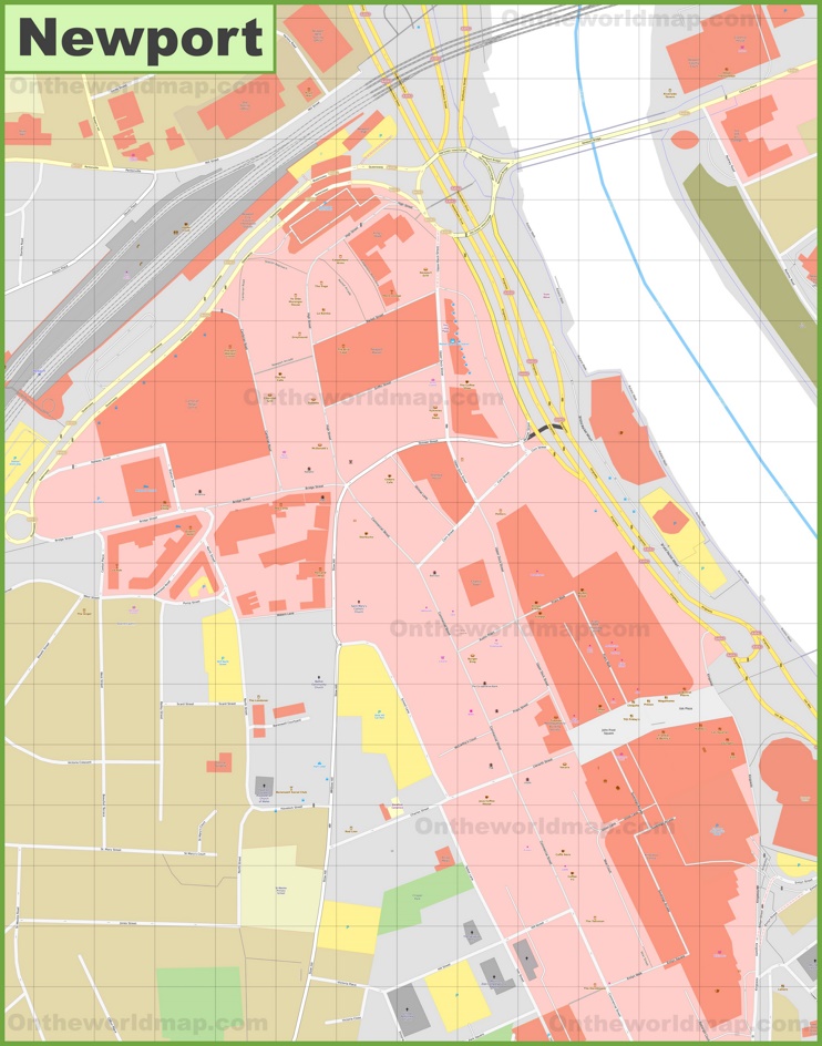 Newport city center map