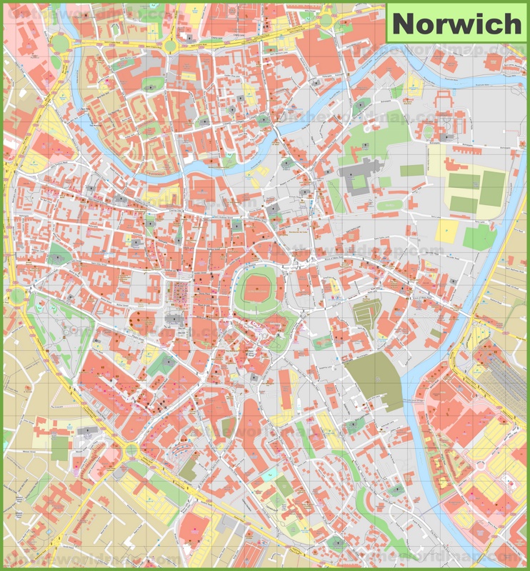 Norwich city center map