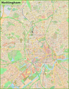 Detailed map of Nottingham
