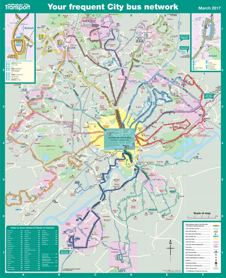 Nottingham Bus Map Max 
