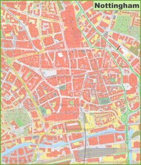 Nottingham city center map