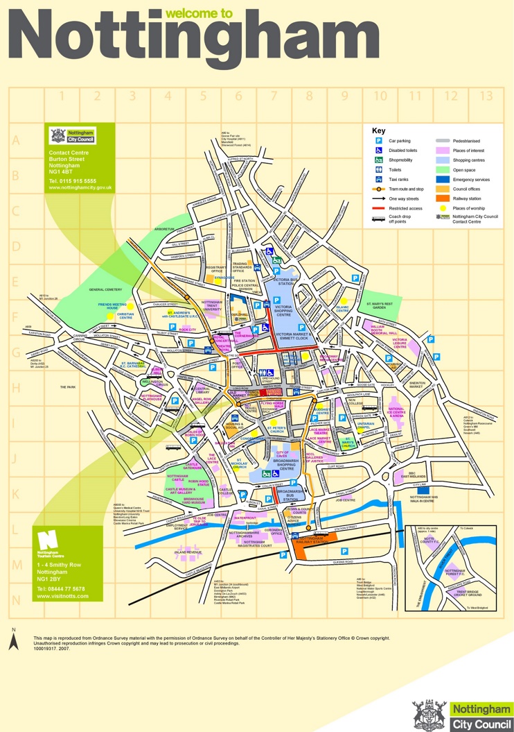 Nottingham Tourist Map Max 