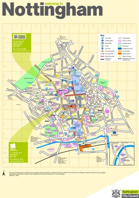Nottingham tourist map