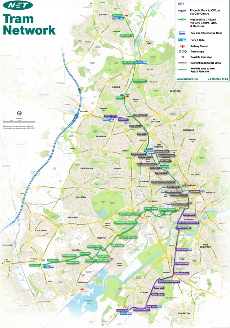 Nottingham Tram Map Max 