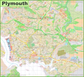 Detailed map of Plymouth
