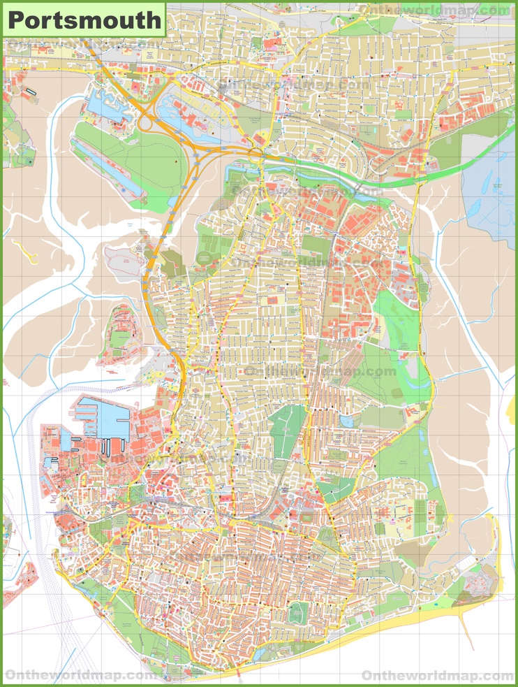 Detailed map of Portsmouth