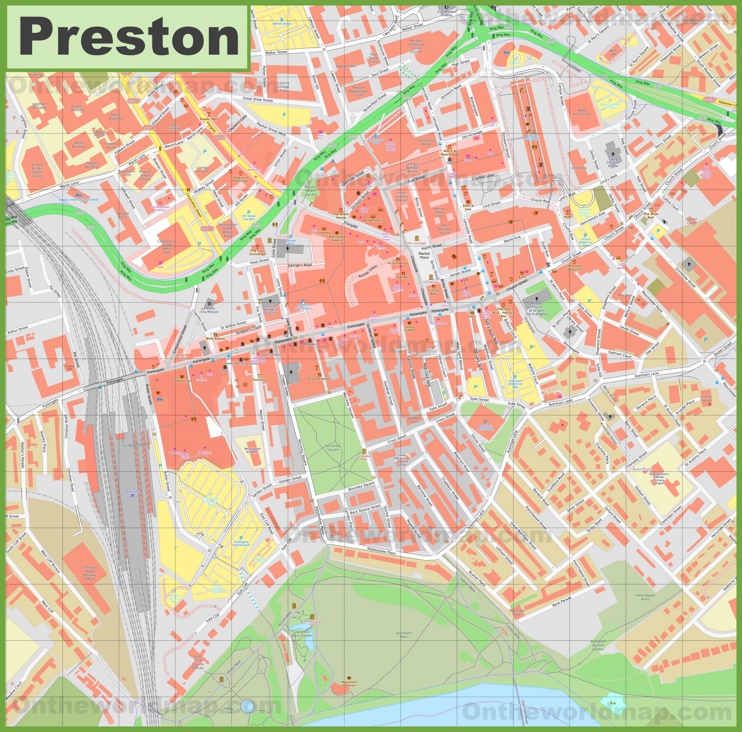 Preston city center map