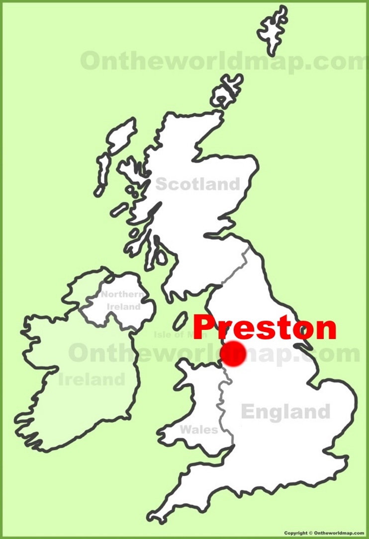 Preston location on the UK Map