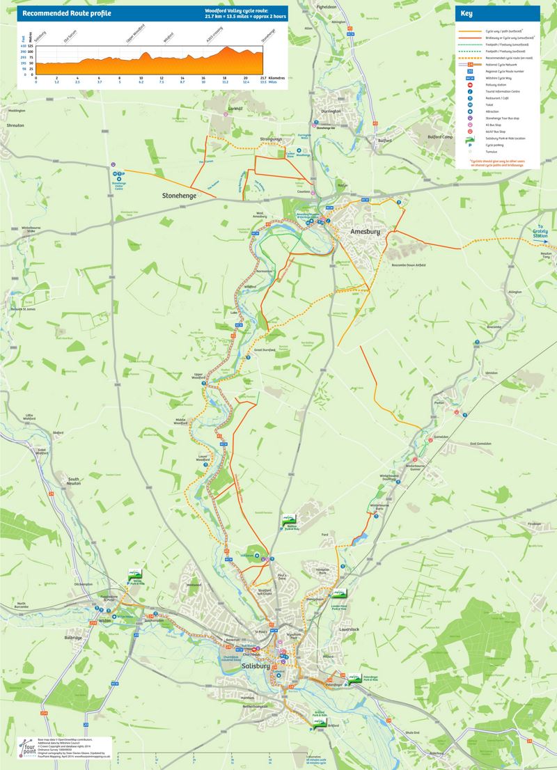 Salisbury to Stonehenge Bike Map