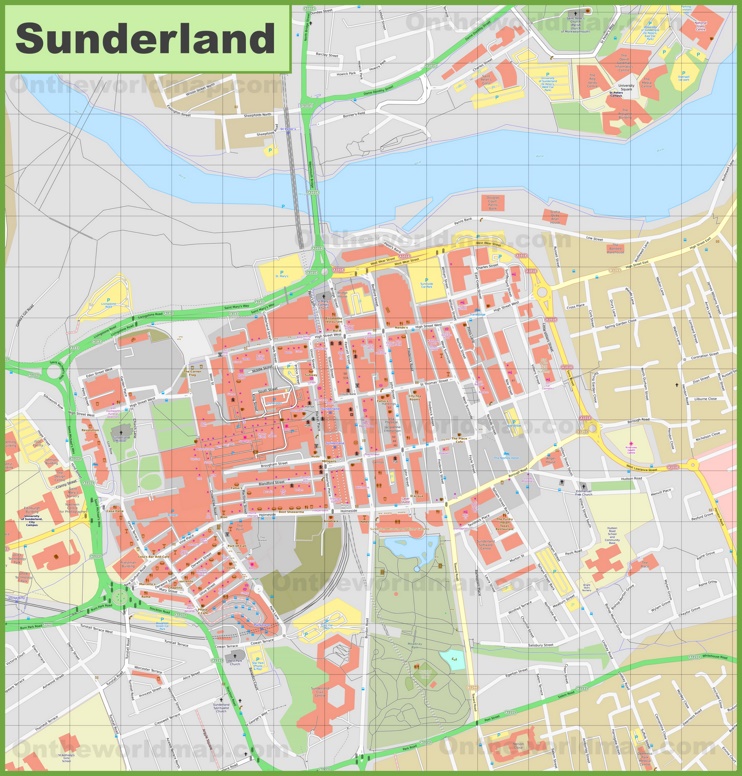 Sunderland city center map