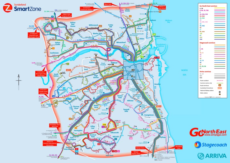 Sunderland transport map