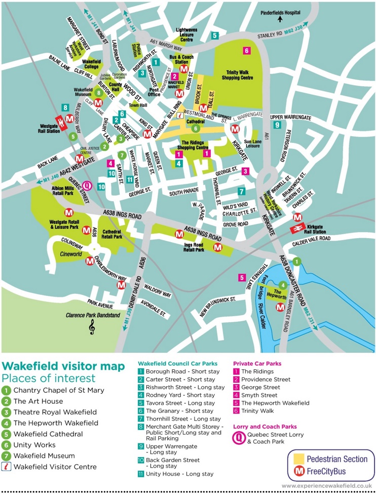 Wakefield tourist map