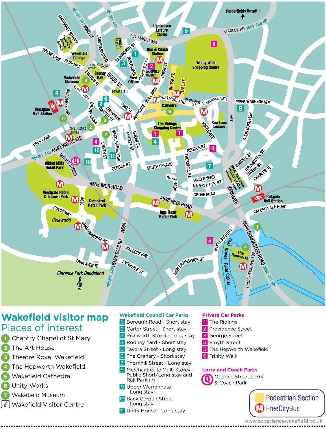 Wakefield Tourist Map Ontheworldmap Com   Wakefield Tourist Map 