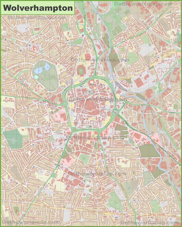 Detailed map of Wolverhampton