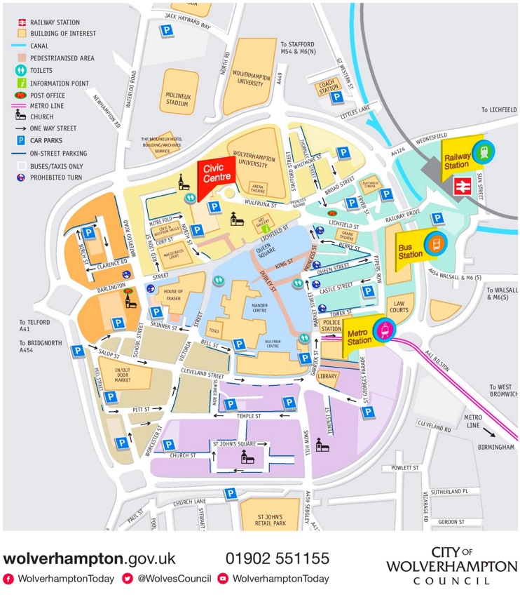 Wolverhampton sightseeing map