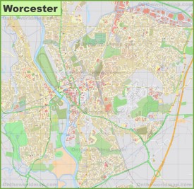 Detailed map of Worcester