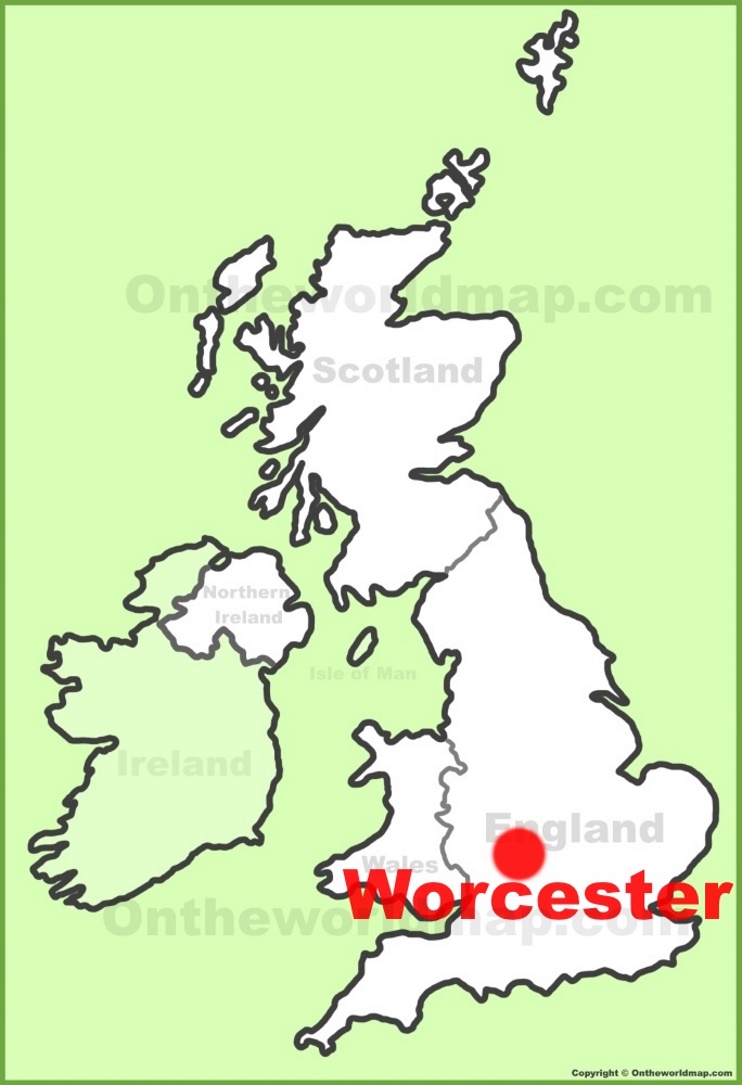 Worcester location on the UK Map