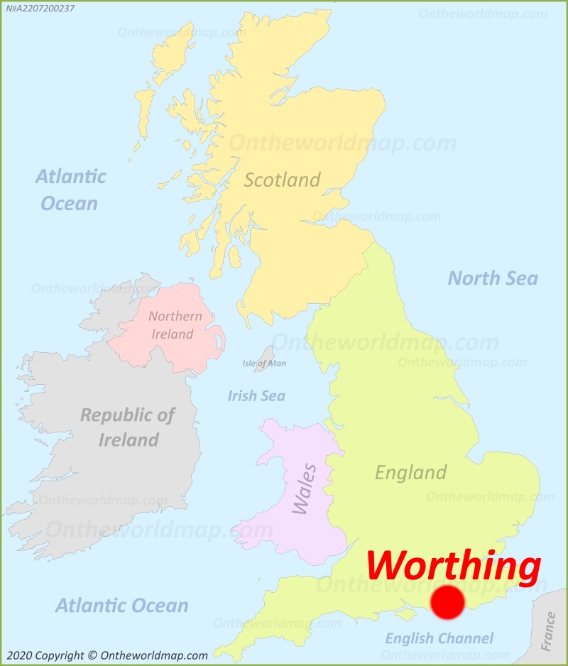 Worthing location on the UK Map