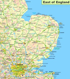 Map of East of England
