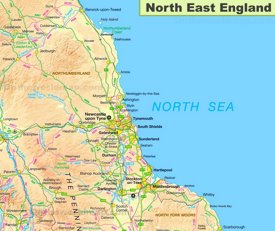 Map of North East England