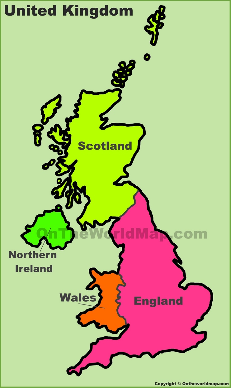 United Kingdom Countries Map Ontheworldmap
