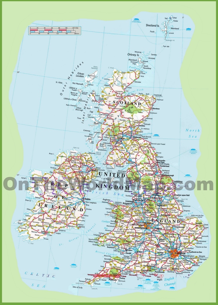 Detailed Political And Administrative Map Of United Kingdom With Roads