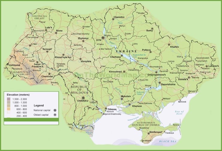 Ukraine physical map