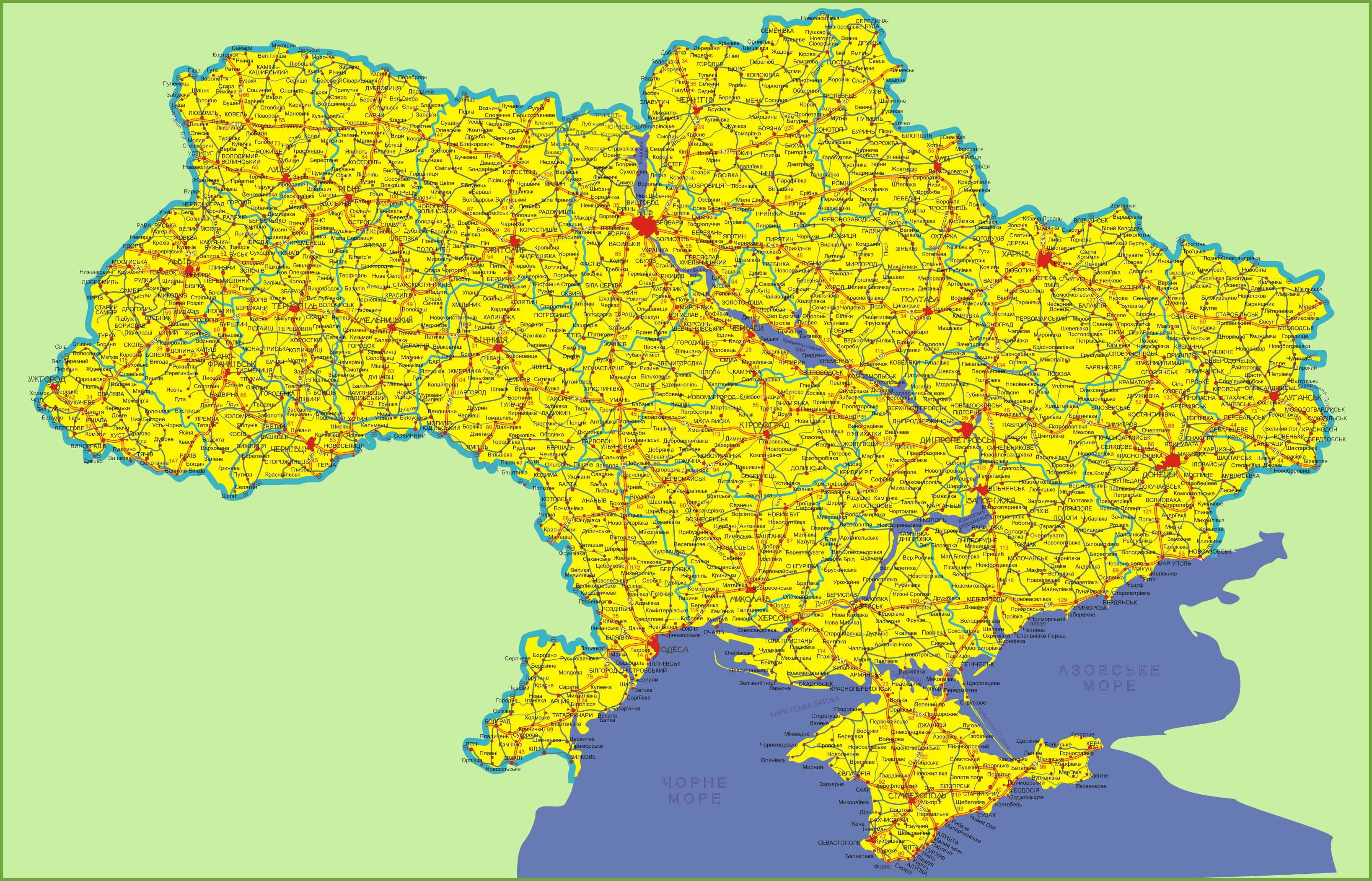 Ukraine road map - Ontheworldmap.com