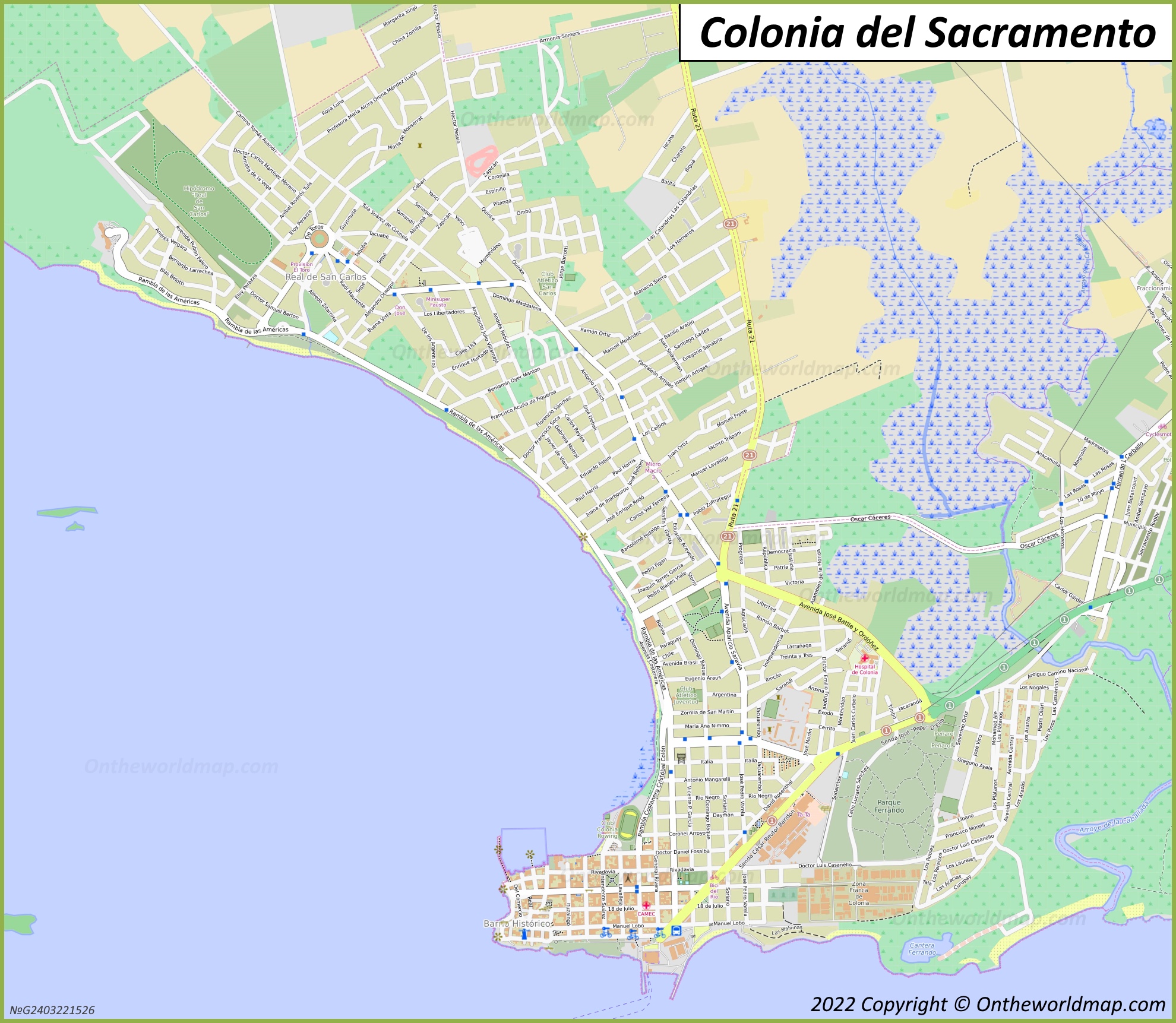 Map of Colonia del Sacramento