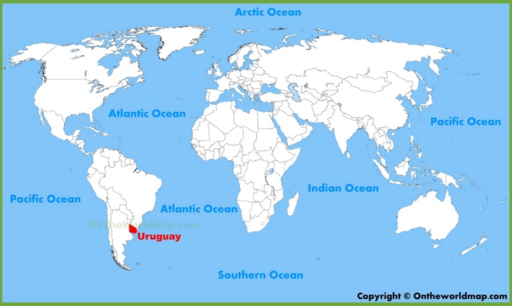 Ubicación de Uruguay en el mapa mundial