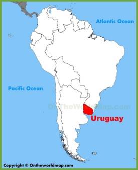 Uruguay en el mapa de America del Sur