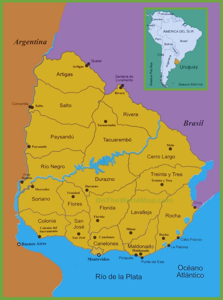 Mapa politico de Uruguay