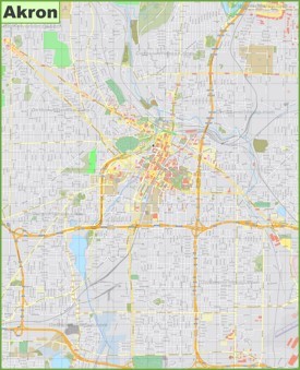 Large detailed map of Akron