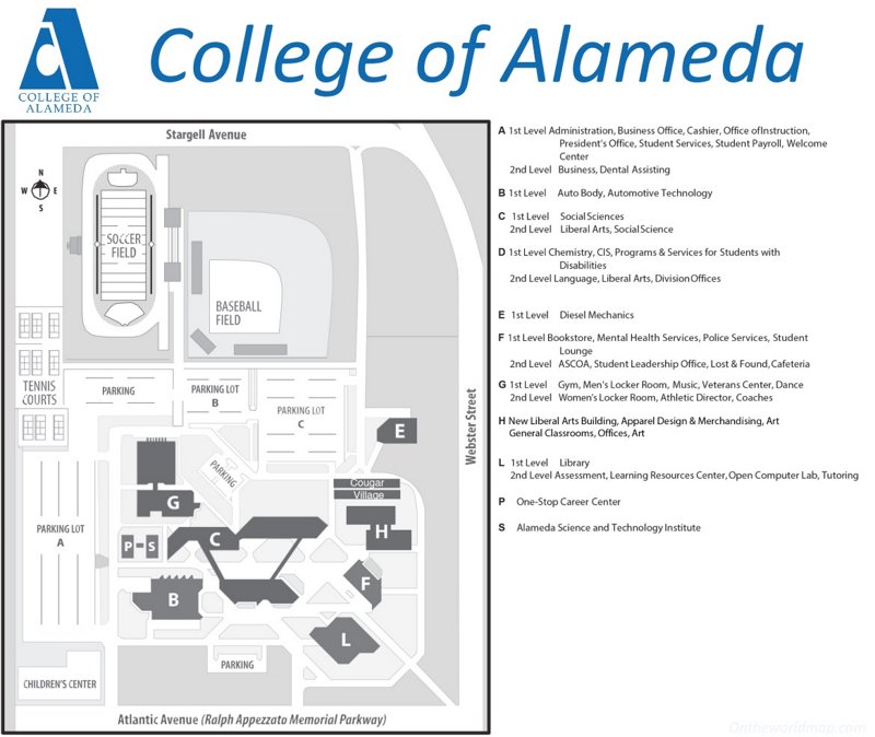 College Of Alameda Campus Map Ontheworldmap College Of Alameda Campus Map Ontheworldmap