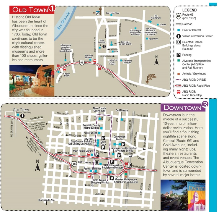 Albuquerque old town and downtown map