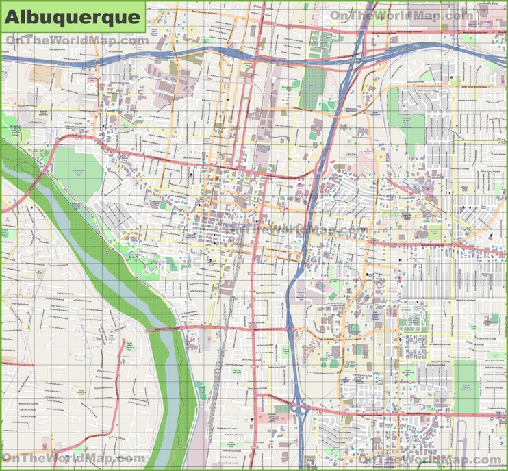 Large detailed map of Albuquerque