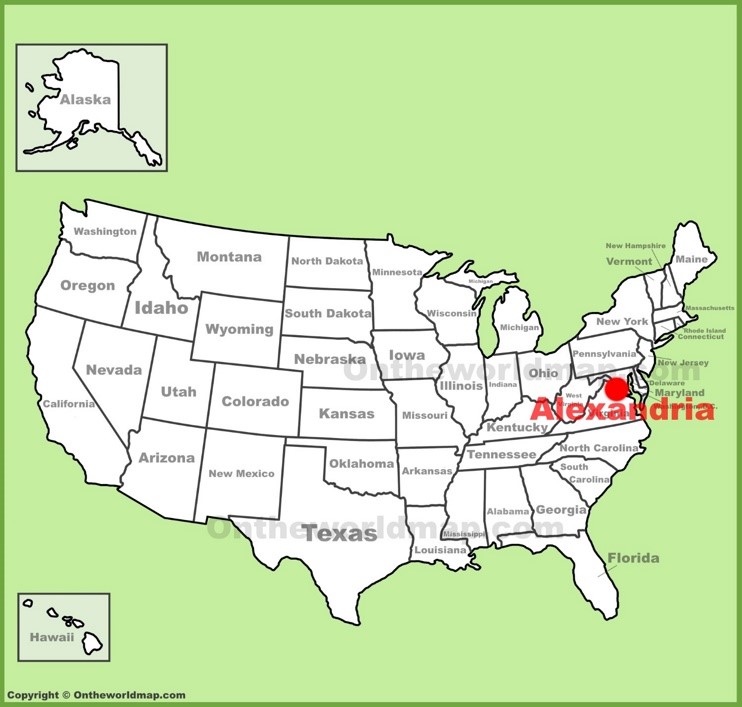 Alexandria location on the U.S. Map