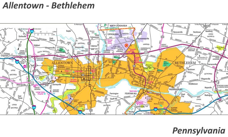 Road Map of Allentown And Bethlehem