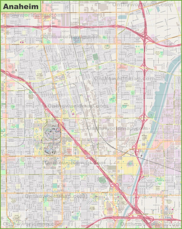 Large detailed map of Anaheim