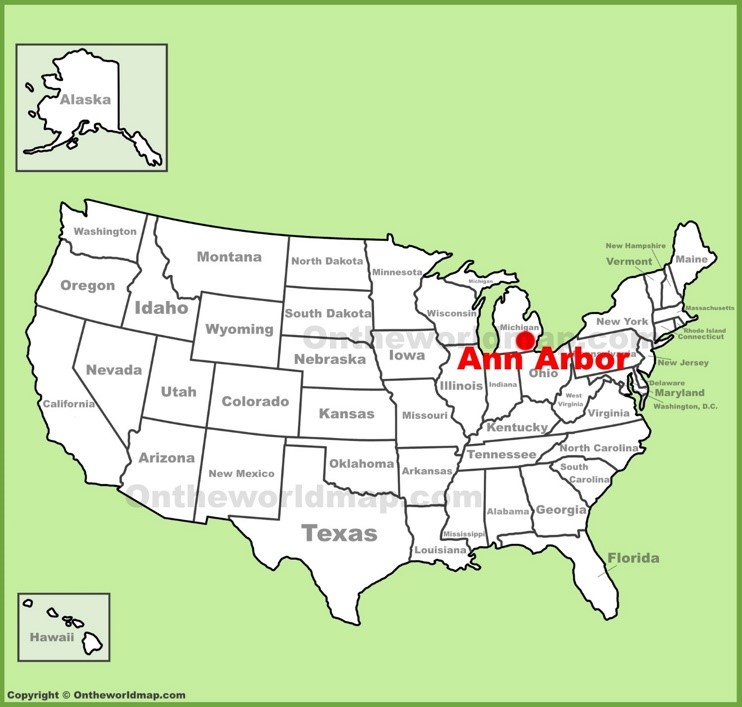 Ann Arbor location on the U.S. Map