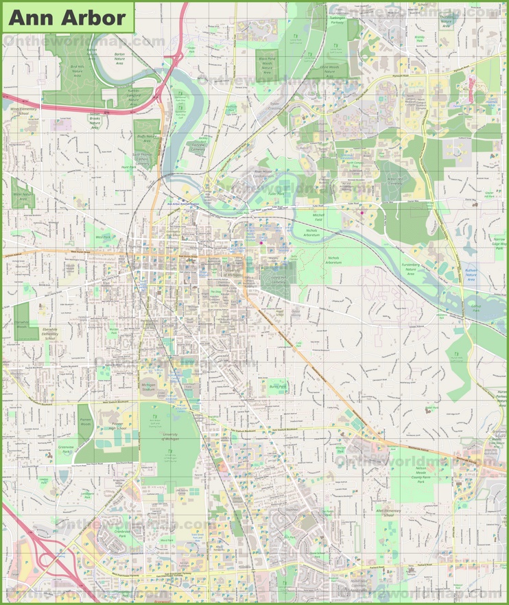 Large detailed map of Ann Arbor