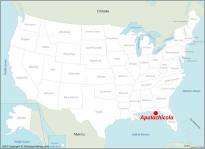 Apalachicola Location on the USA Map