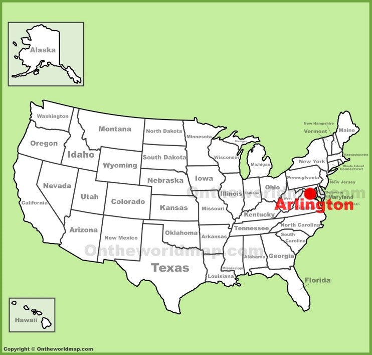 Arlington location on the U.S. Map