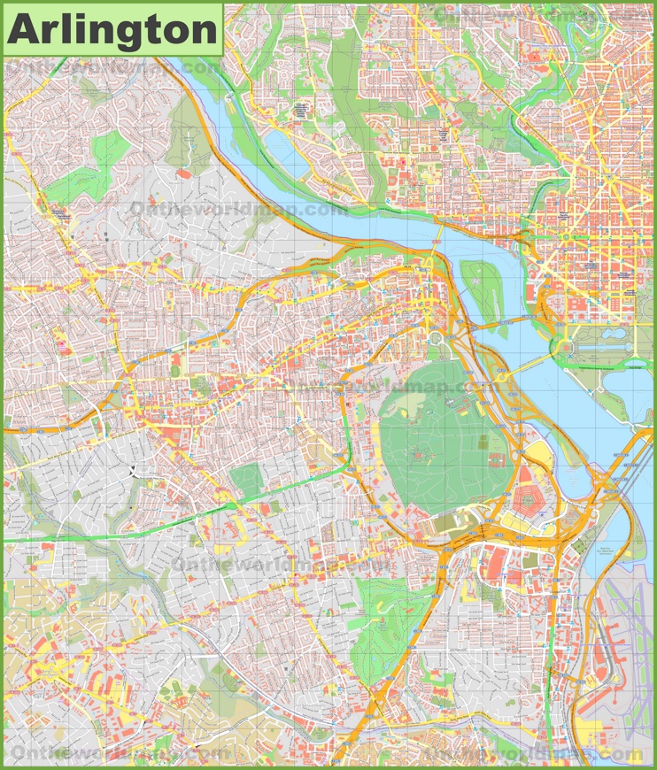 Large detailed map of Arlington