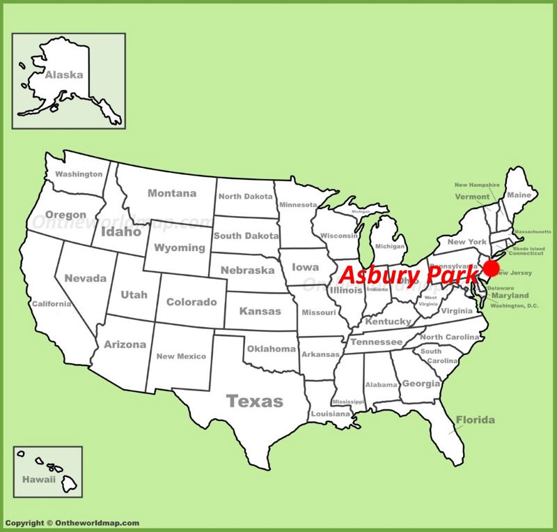 Asbury Park location on the U.S. Map