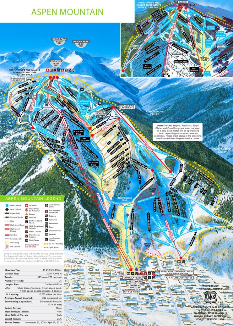Aspen Mountain ski trail map