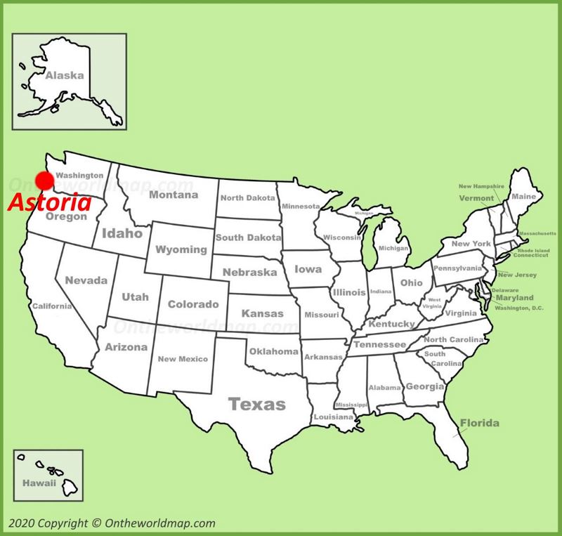 Astoria location on the U.S. Map