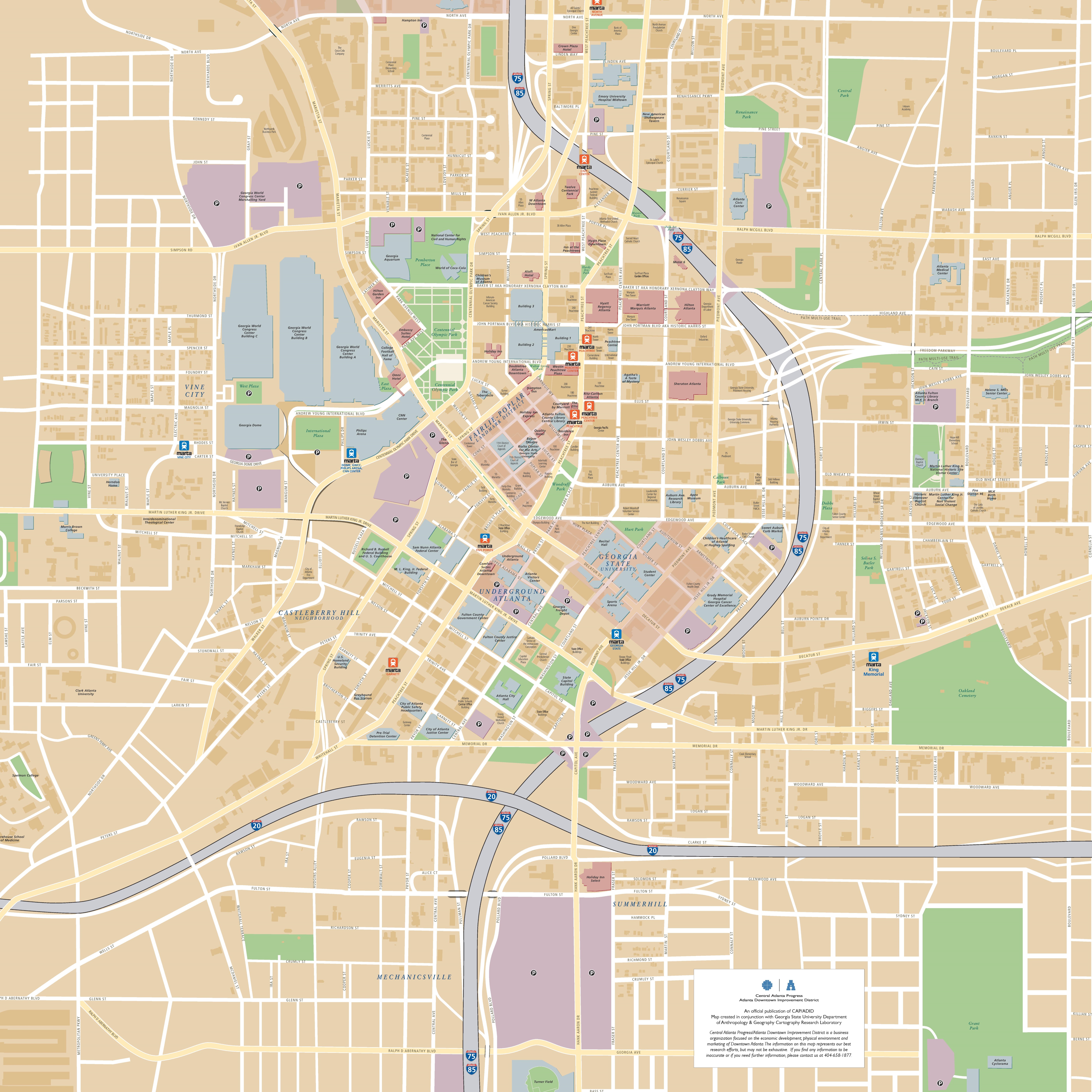 Map Of Downtown Atlanta Ga Washington State Map