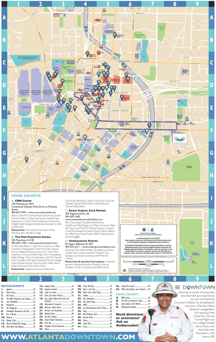 Atlanta downtown restaurants map