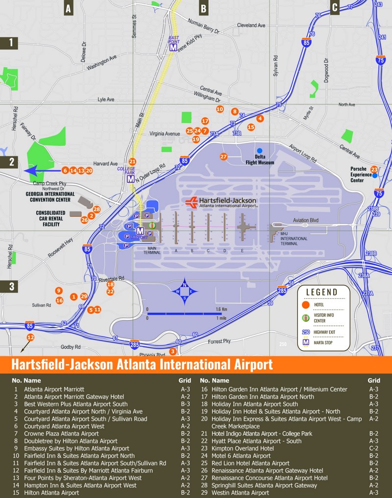 Hartsfield-Jackson Atlanta International Airport Overview Map